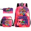 New rhythm box game merchandise primary school bag sprunki cartoon starry sky backpack 3-piece set D