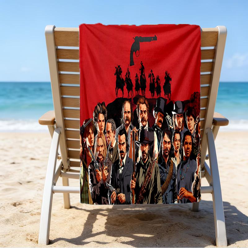 Proof Beach Towel with a Red Dead Redemption Pattern - Soft,absorbent,quick-drying,machine Washable - Perfect for Swimming,camping,bathing