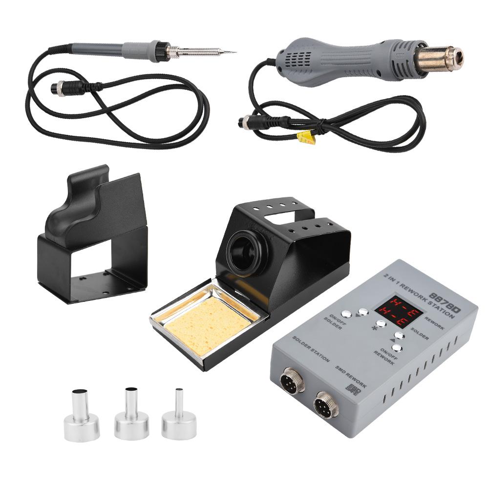 8878D 2 In 1 SMD Rework Station with Hot Air Gun & Soldering Iron for Phone Repair