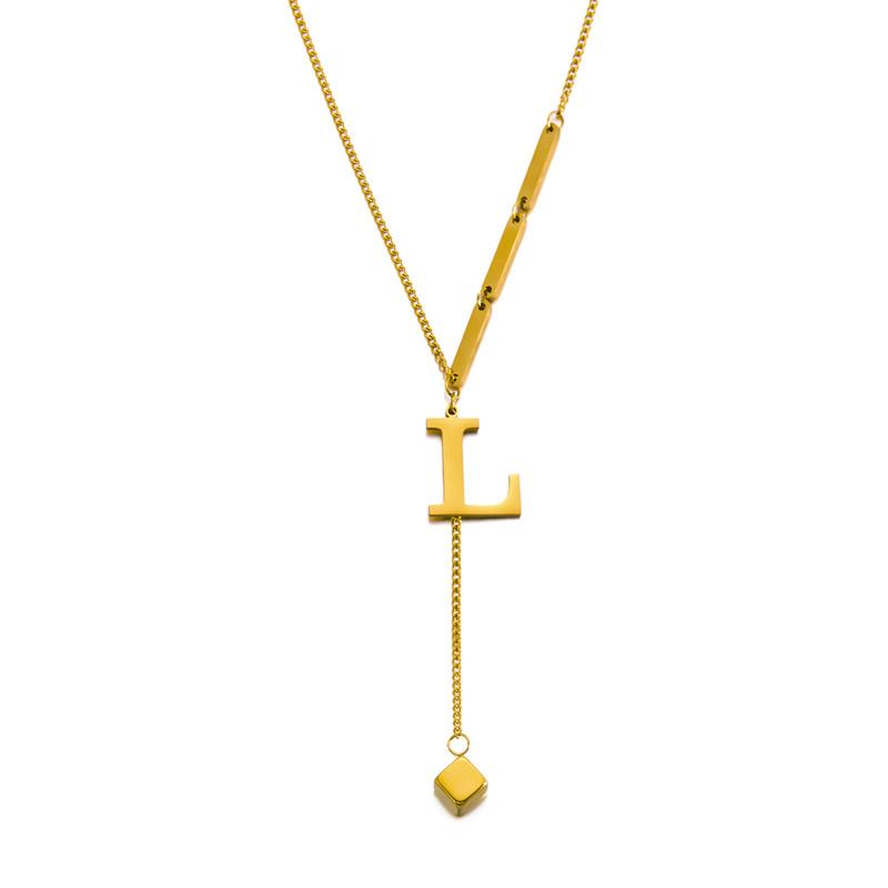 316L Edelstahl A-Z Anfangsbuchstabe Anhänger Halskette für Frauen Kette Alphabet Schlüsselbeinketten Geburtstags Schmuck Geschenk