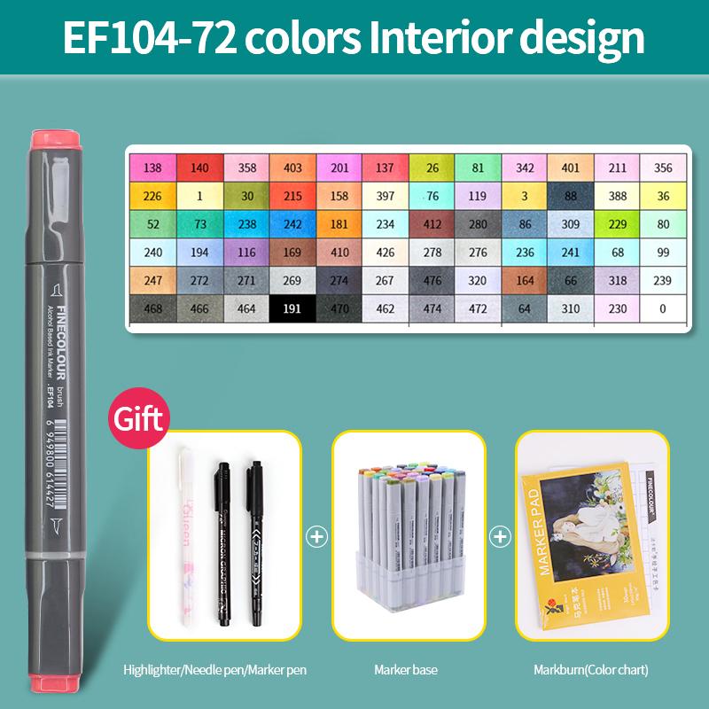 EF104 Double-Head Alcohol Marker Pens Sketch Design Marker Brush Pen Beginner Manga Graphic Drawing Art Supplies
