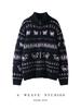 Women's Color Block Cashmere Sweater: Autumn/Winter Jacquard Loop Yarn Half-High Collar Zipper Cardigan
