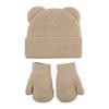 Knitted Bear Ear  Earflap Hat Warm Knitted Hat Glove Set Children's Winter Hat  for Boys Girls Kids