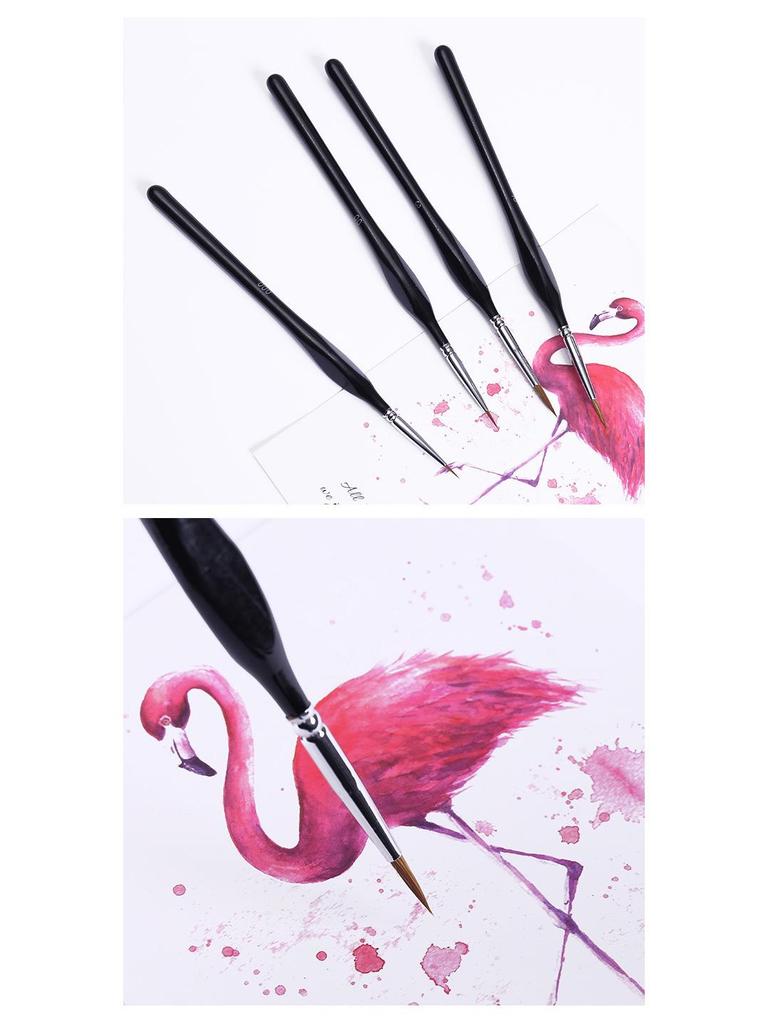 Triangular Weasel Hair Brush Set: Wooden Rod Outlining & Line Drawing for Watercolor and Oil Painting.