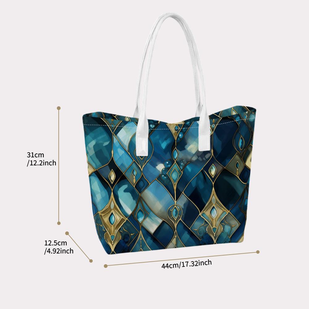 Geometric Teal Gold Pattern Tote Bag