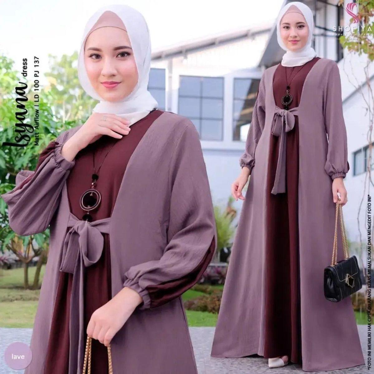 

Hui Women s Color Block Long Sleeve Abaya Dress with Waist Tie S