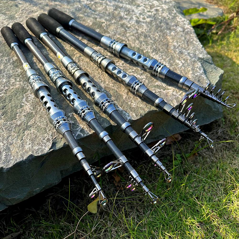Mini Portable Carbon Fiber Sea Fishing Rod Long Throwing Rod 1.8-3.0m Telescopic Fishing Rod Super Hard Fishing Rod Sea Fishing Tackle Set