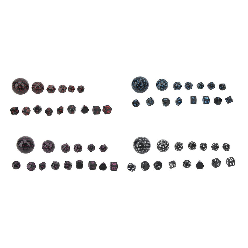 15Pcs Polyhedral Dice Set Acrylic D3 to D100 Table Gaming Dices for Role Playing Table Games Party S