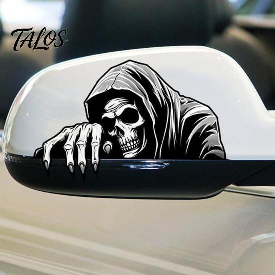 Scratch Covering Decal Halloween Skeleton Car Sticker Peeking for Window Bumper, Modding Accessories Waterproof Horror Skull Wall Laptop Decoration
