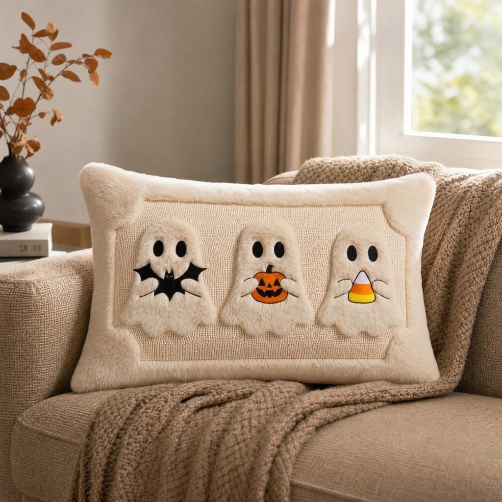 Halloween Embroidered Throw Cover for Sofa, Couch and Bedroom Decor