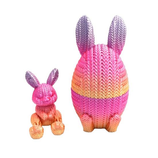 2 Pcs 3D Printed Easter Egg with Bunny Inside Prefilled Easter Bunny