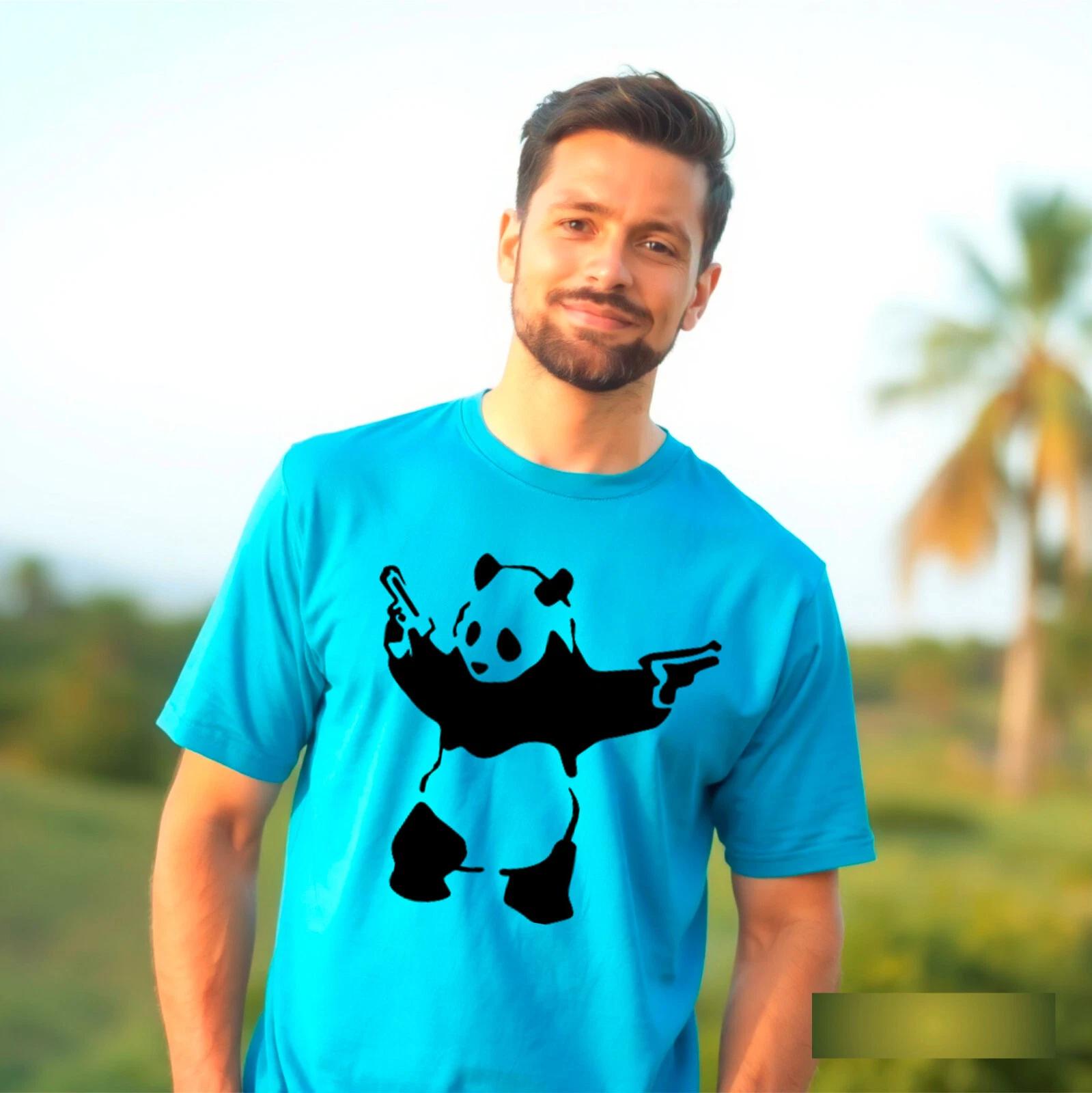 Banksy Panda Mens T-Shirt, Urban Street Artist Funny Fashion New Top 4XL