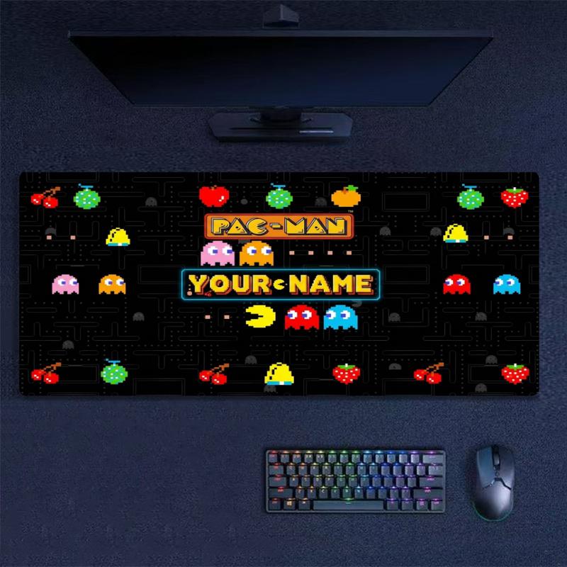 Retro Pacman Custom Name Large Size Mouse Pad Gaming Table Cushion Nonslip Laptop Tablet Big XXL Mat Mini PC Playmat With Lock edge