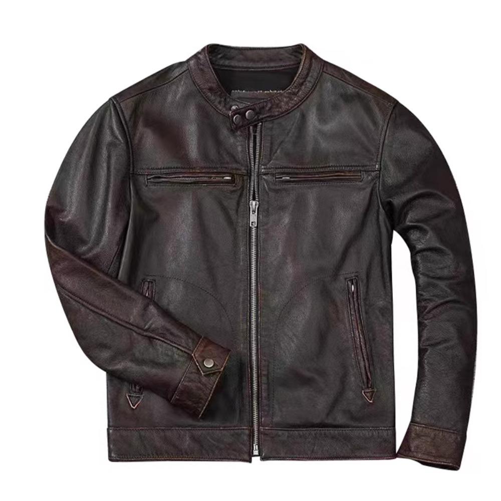 Giacche da motociclista nere di taglia cinese, cappotti in vera pelle di vacchetta, giacche da motociclista da uomo, abbigliamento invernale
