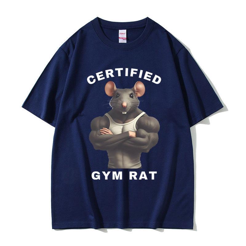 Funny Rat Gym Fitness Graphic T-shirt Fashion Summer Short Sleeve Unsiex Casual High Quality Pure Cotton Summer Breathable Top