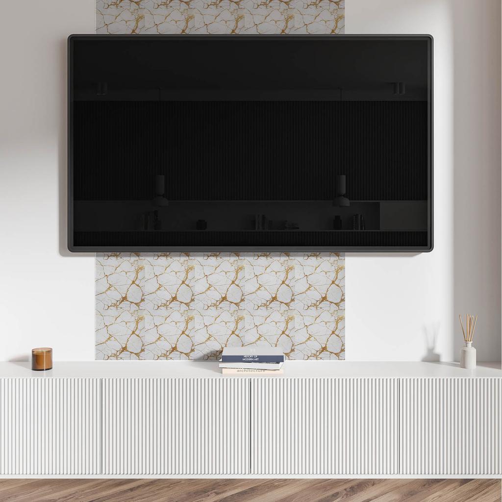Dekoracyjne Kafelki Winylowe Samoprzylepne - Do Przedpokoju Elegancki Marmur Z Żyłkami 20X20X20 Cm