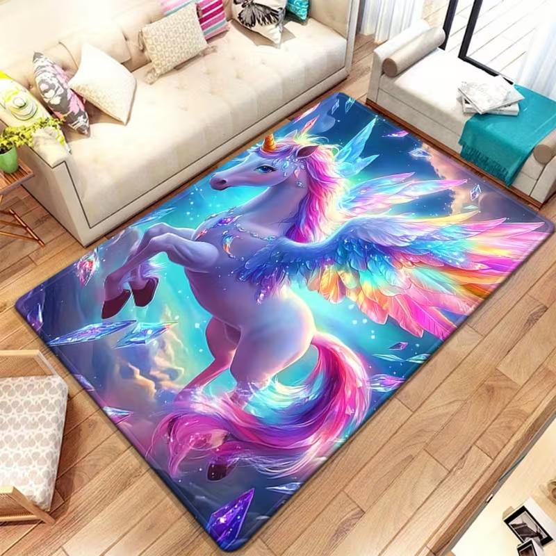 Magical Unicorn Pink Cloud Fantasy Carpet Soft Play Mat for Girls Room Nursery Bedroom Floor Mat Home Decor Rug Gifts