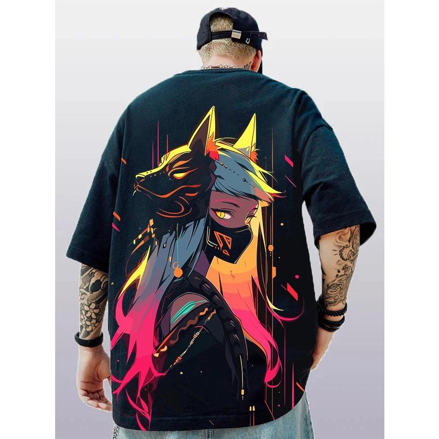 

2024 Женские летние модные футболки для мужчин и женщин унисекс большого размера с героями аниме в японском стиле в уличном стиле супер крутые парные футболки M