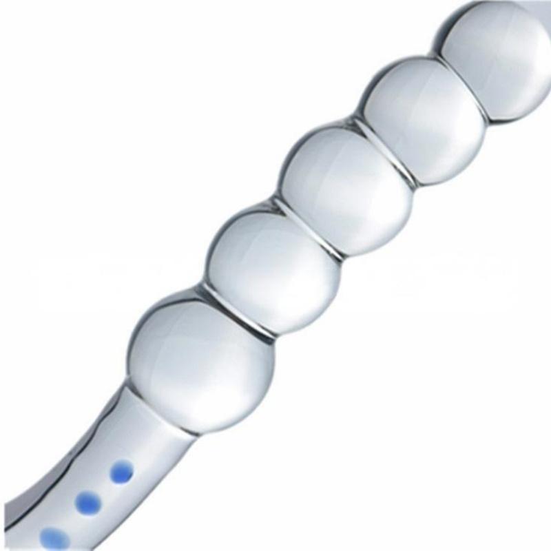 New SM Transparent Glass Bead Anal Plug, Male Prostate Massager, Clitoral Stimulation Vibrator for Women,18+Adult Sex Toys