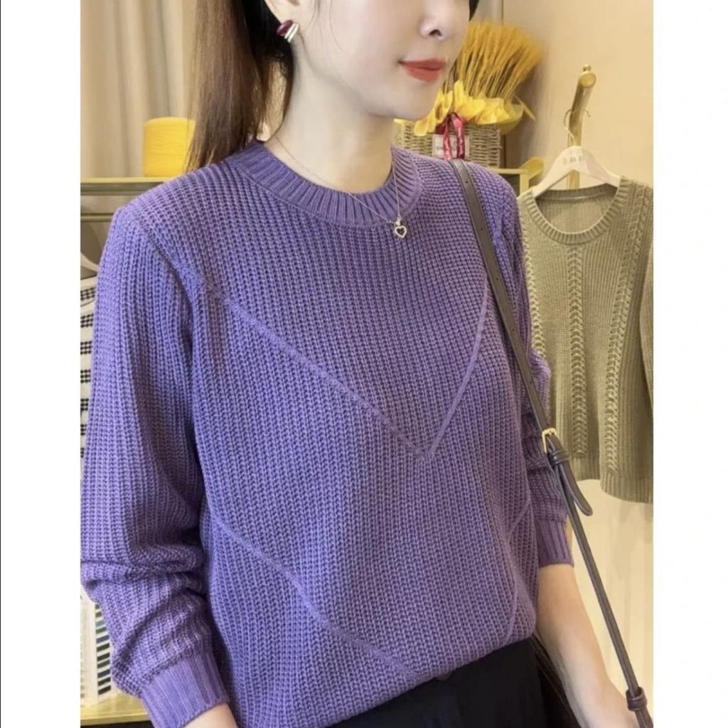 Autumn/Winter Women's Thick Knitted Sweater Solid Color Round Neck Loose Sweater Versatile Base Sweater