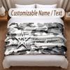 Morocco Football Printed Flannel Blanket Custom Name Text Soft Warm Throw For Bedroom Holiday Gift