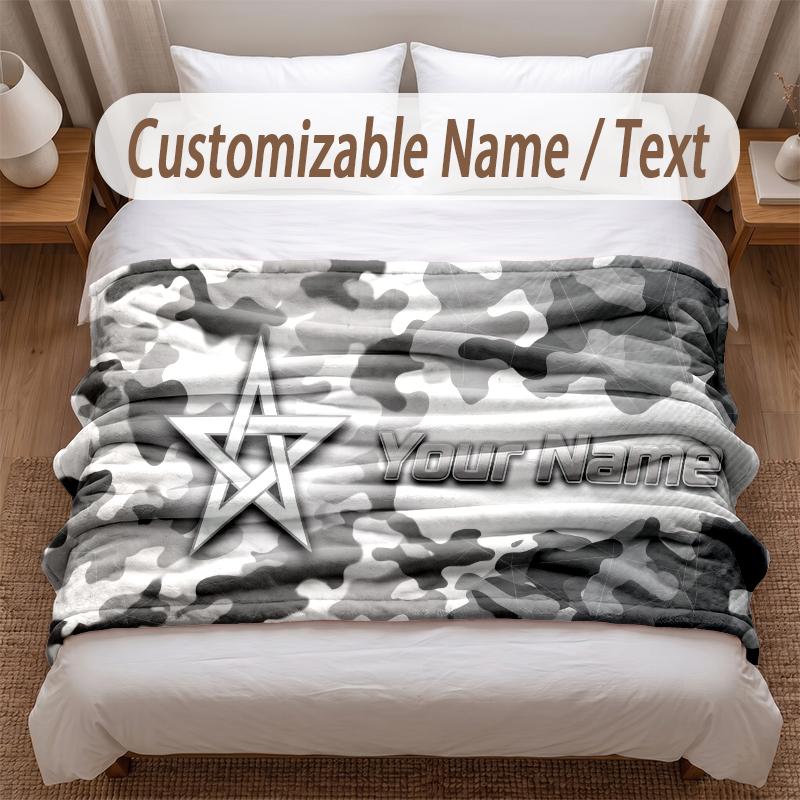 Morocco Football Printed Flannel Blanket Custom Name Text Soft Warm Throw For Bedroom Holiday Gift