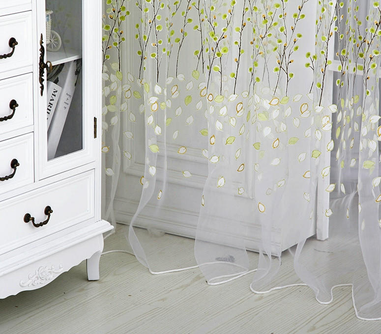 Wintersweet Curtain Tulle Window  Voile Drape Valance 1Panel Fabric