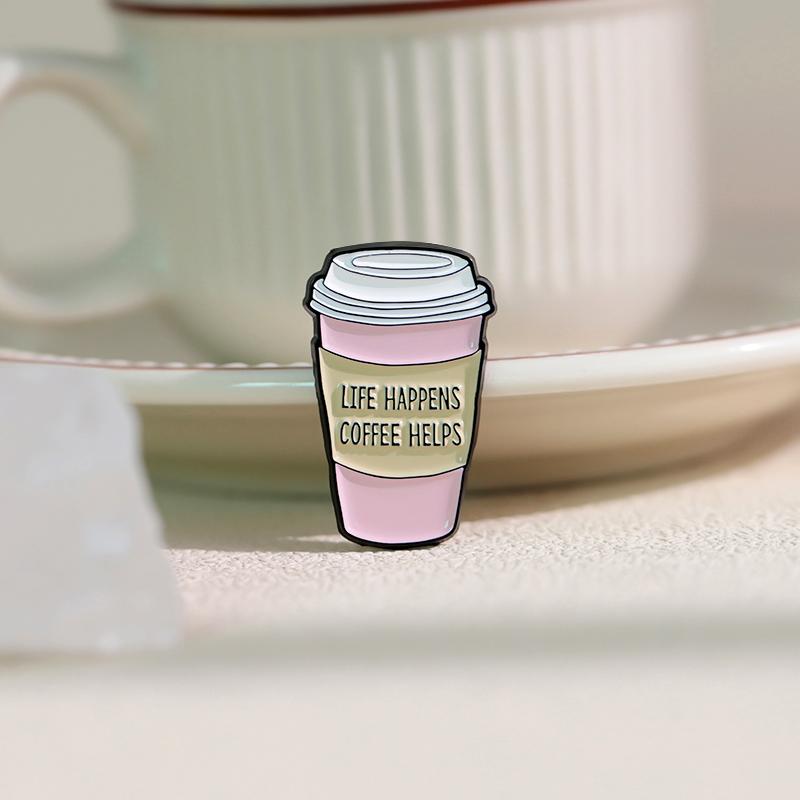 Powered By Iced Coffee Enamel Pins Custom Morning Wine Brooches Lapel Badges Funny Coffee Mind Jewelry Gift for Kids Friends