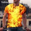 Burning Flame 3D tištěné pánské tričko s krátkým rukávem pro volný čas Módní léto Pánská trička větší velikosti