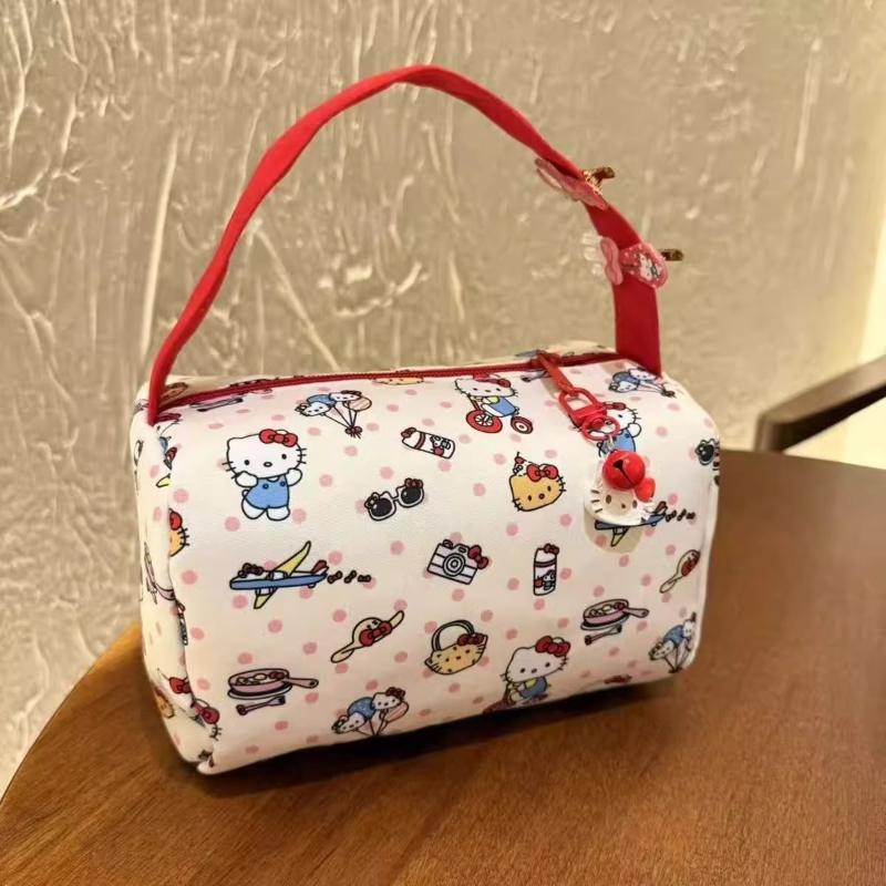 Cute Hello Kitty Portable 3D Cosmetic Bag Girly Kt Cat Travel Storage Bag Large Capacity Handbag Washing Bag Gift