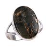 Natural Black Copper Turquoise Gemstone 925 Solid Sterling Silver Ring S.9 M9p45
