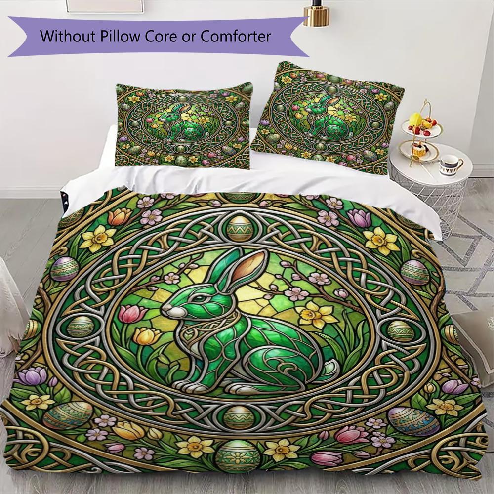 

Easter Pattern Bedding uilt Set uilt Cover Pillowcase Home Decoration Birthday Gift (1 * duvet cover + 2 * pillowcase without core)5 135x200cm