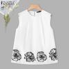 ZANZEA Women Casual Round Neck Printing Summer Sleeveless Tank Tops