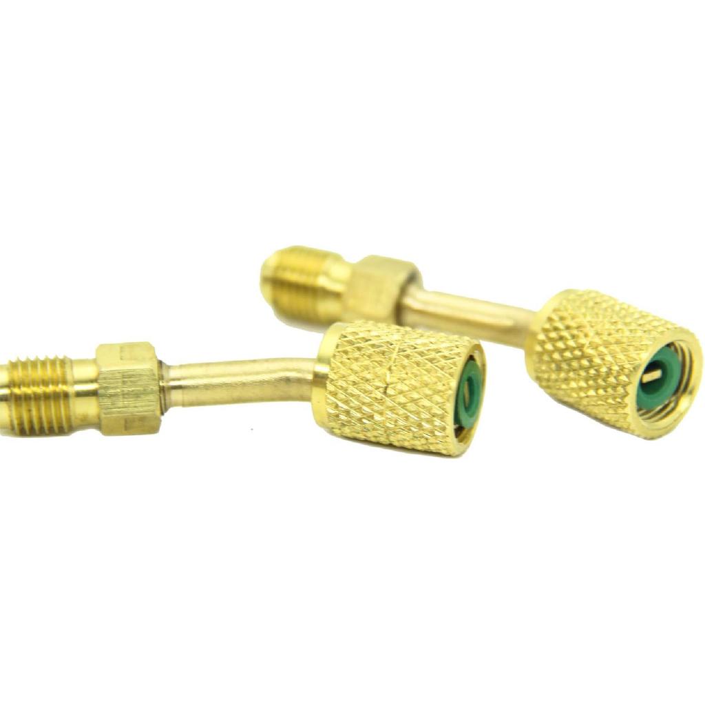 Mini Split Adapter, R410A Adapter, R-410a Refrigerant Adapter, 5/16In SAE Female Quick Couplers to 1/4In SAE Male Flare, 45 Degree Charging Vacuum