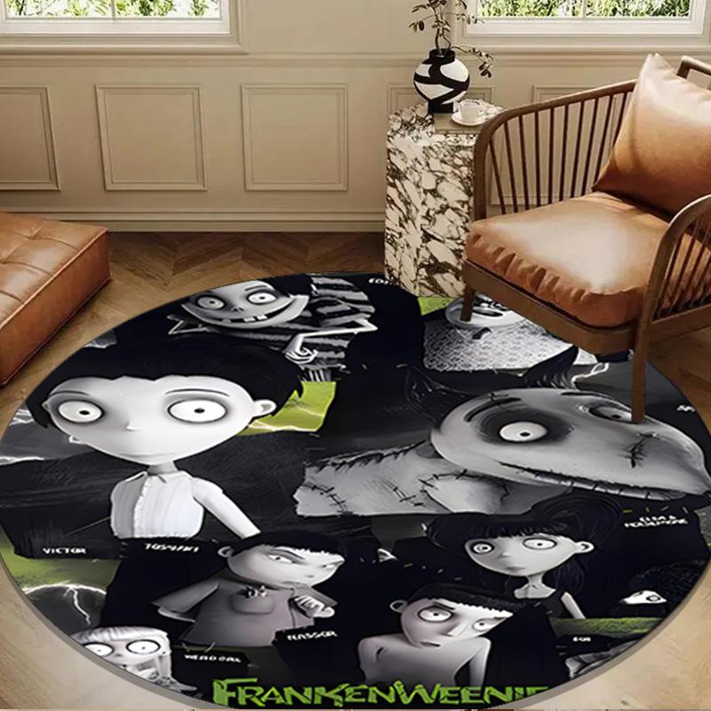 Wednes-day Gothic Round Rug for Livingroom,Bedroom, Palyroom, Chair Rug, Area Rug, Circle Carpet, Large Size Fan Christmas Gift