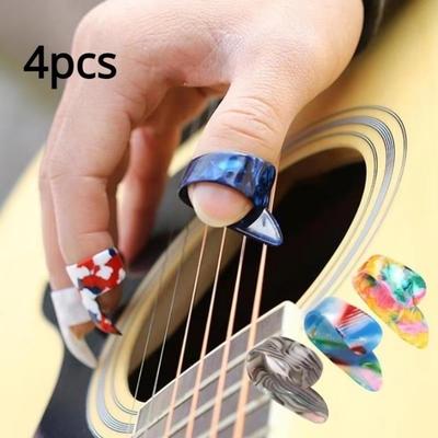 4Pc/set Guitar Part Finger Picks Pickup Guitars Bass Fingerstyle Thumb Plectrums Pick Plectrum Musical Instrument Strap Accessor