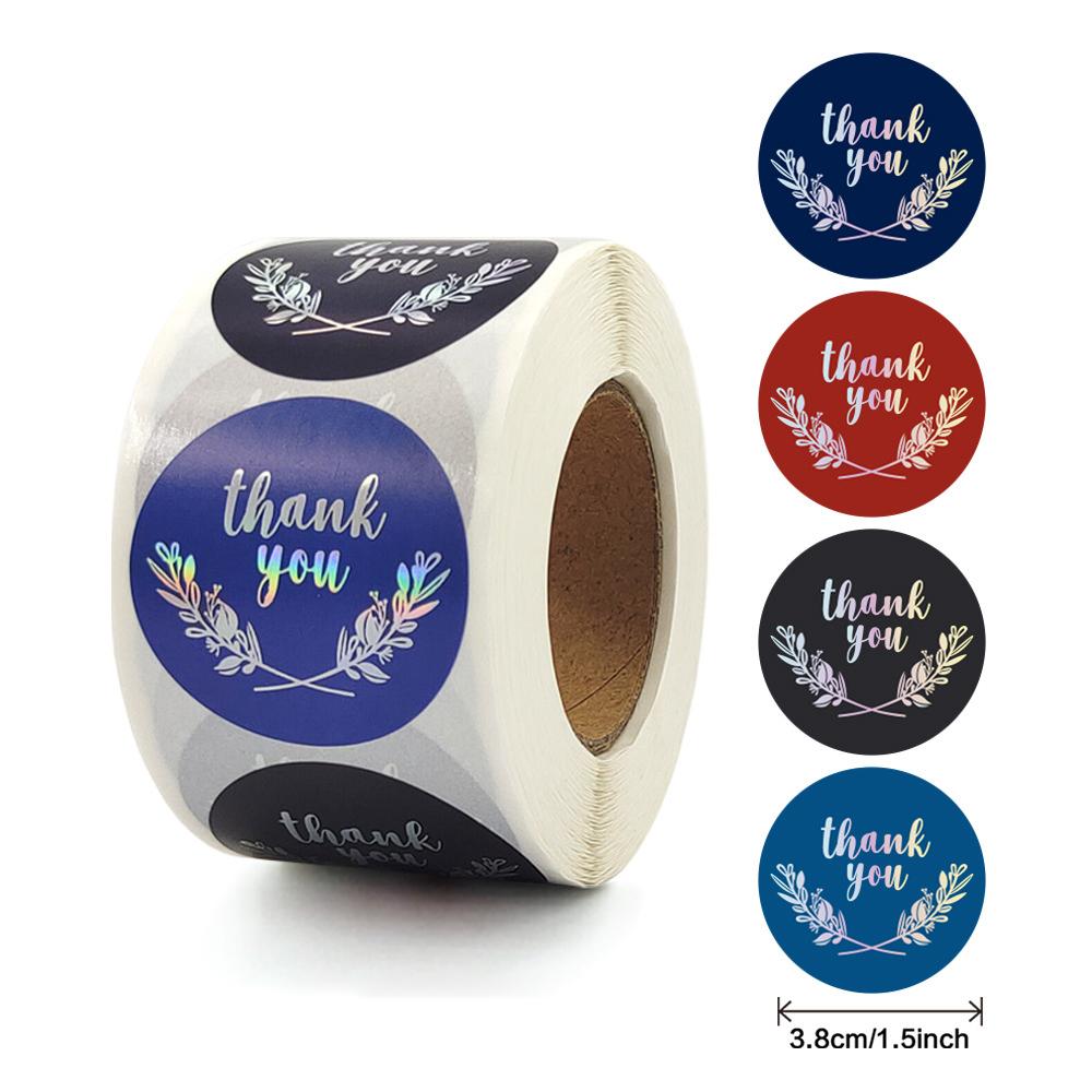 1.5inch 500pcs laser Sticker Thank You Sticker For Envelope Sealing Labels Sticker Black Pink Gold Sticker Stationery Supply