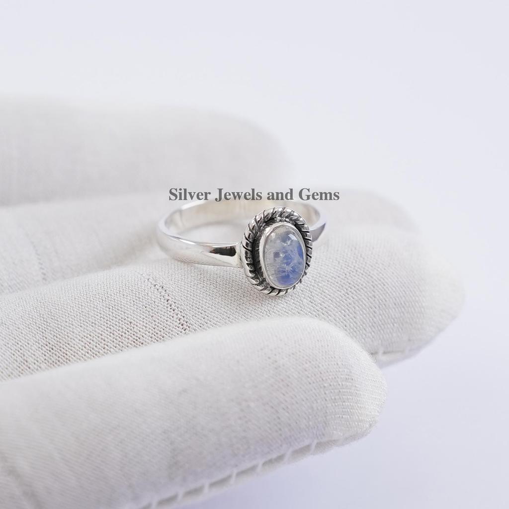 Natural Moonstone Ring, Dainty Ring, Handmade 925 Sterling Silver Ring, Designer Ring, Gift for Girls