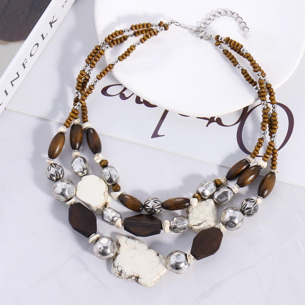 Multi-layer Beaded Necklace, Acrylic Turquoise European and American Style Necklace, High-end Accessories