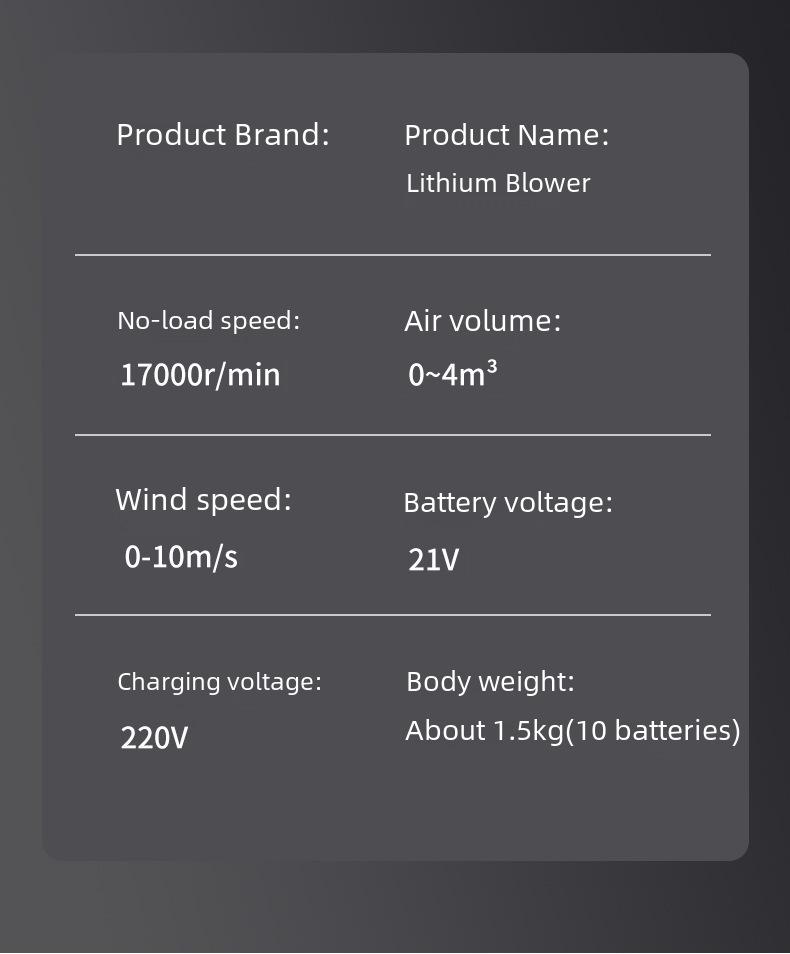 Rechargeable High-Power Lithium Turbo Hair Dryer and Dust Blower