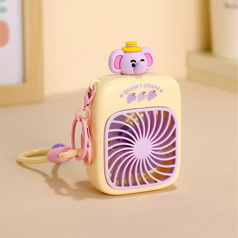 Mini Portable USB Rechargeable Fan with Lanyard - Cute and Fun Design Lanyard with Charging Cable жёлтый