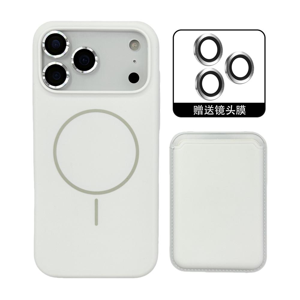 

Magnetic Liquid Silicone Case for IPhone 17 Pro Max Air 16 15 14 13 12 with For Magsafe Card Bag Wallet Camera Lens Film Cover For iPhone 17 ProMax білий