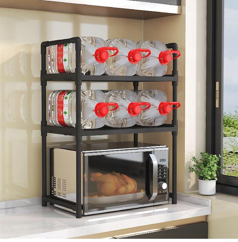 Kitchen Shelf For Microwave Organizer Cabinet Black 2 Levels 48Cm Shelf