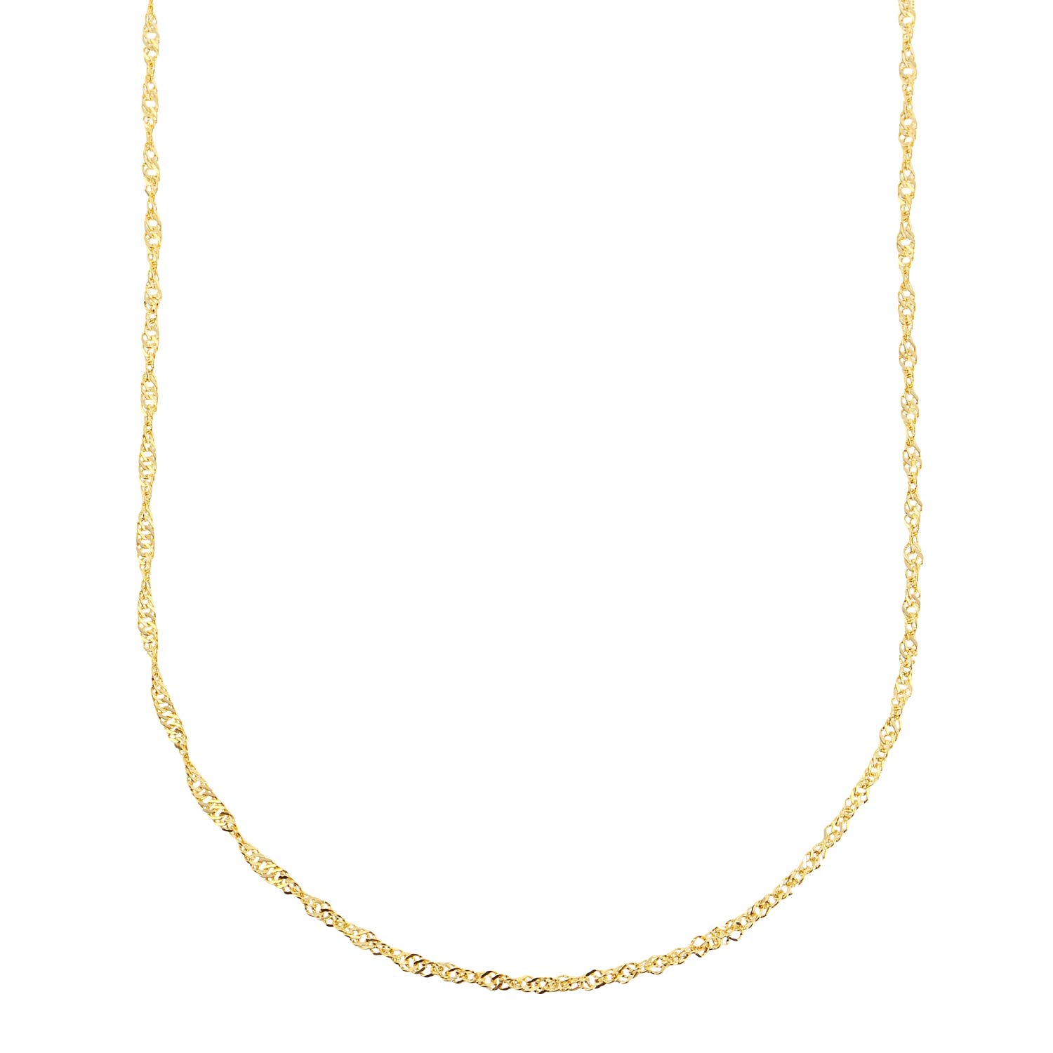 

[Fairy Carret] 18K Gold Necklace with Screw Chain, 45cm (1.4mm Wide, Approx. 2g)