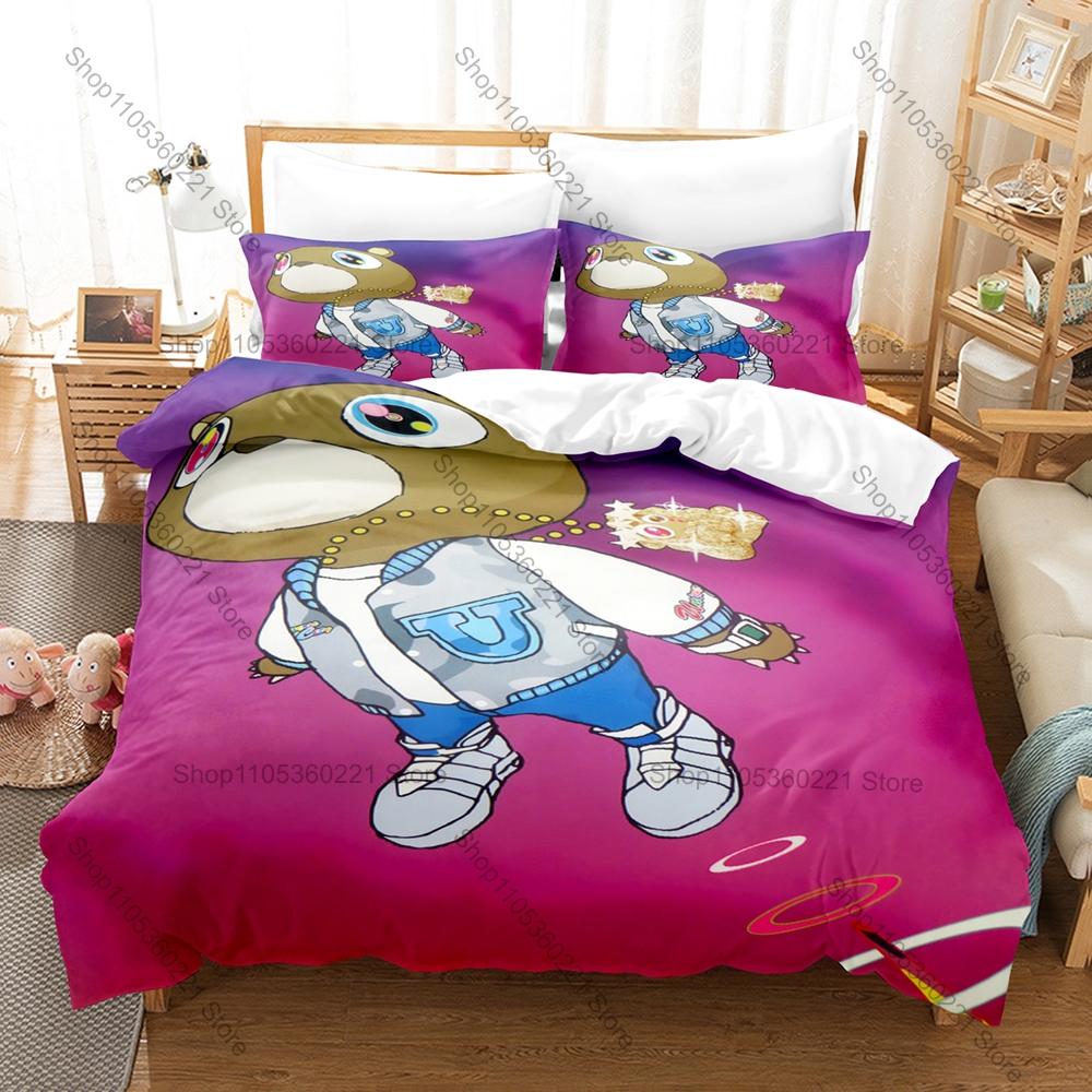 Legendary Hip Hop Rapper Ye Kanye West Graduation Bear Donda Yeezus Album Collage Bedding Set 1 Duvet Cover + 2 Pillowcases