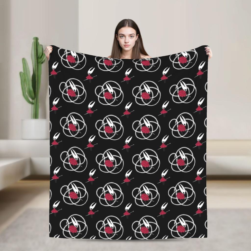 Warm Blanket Kids Adult Picnic Hollow Knight Japanese Anime Throw Blanket Flannel Bedspread For Chair Pattern Sofa Bed Cover
