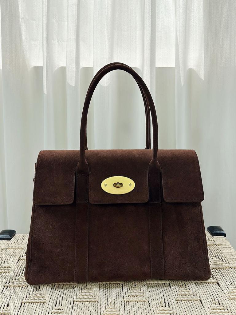 Bolso Tote de Ante Escarchado Maletín de Gran Capacidad Cuero Bolso Tote para Viajeros con Cierre Retro para Hombro/Axila para Mujer