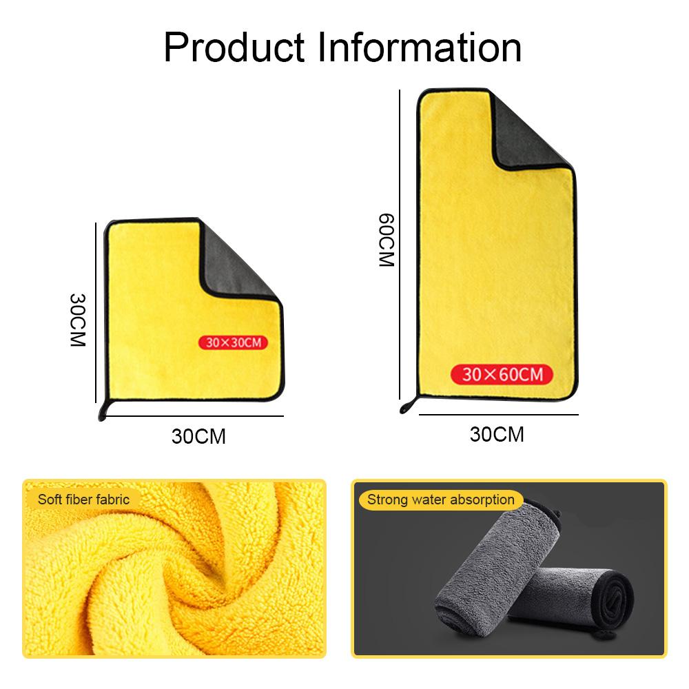 Microfiber Cleaning Towel Thick Absorbent Microfiber Cloth For Car Car Drying Towel Microfiber Cloth Kain Lap Kereta 60cm x 30cm