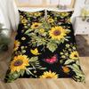 Sunflower Duvet Cover Twin Queen Yellow Flowers Bedding Set Botanical Floral Quilt Cover Garden Bloom Bedding with 2 Pillowcase