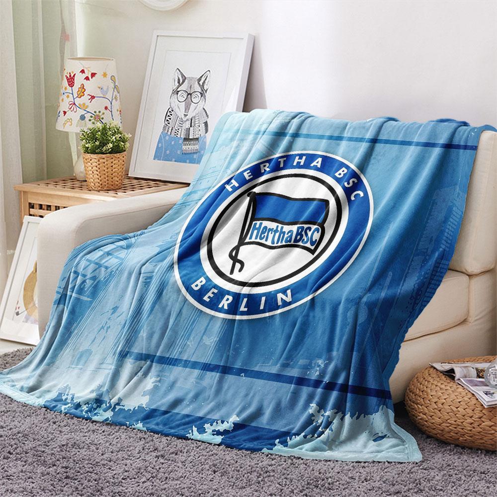1PC Hertha BSC Patterned Flannel Blanket Suitable For All Seasons for Home Decor Warmth and Comfort Gifts Holiday Present
